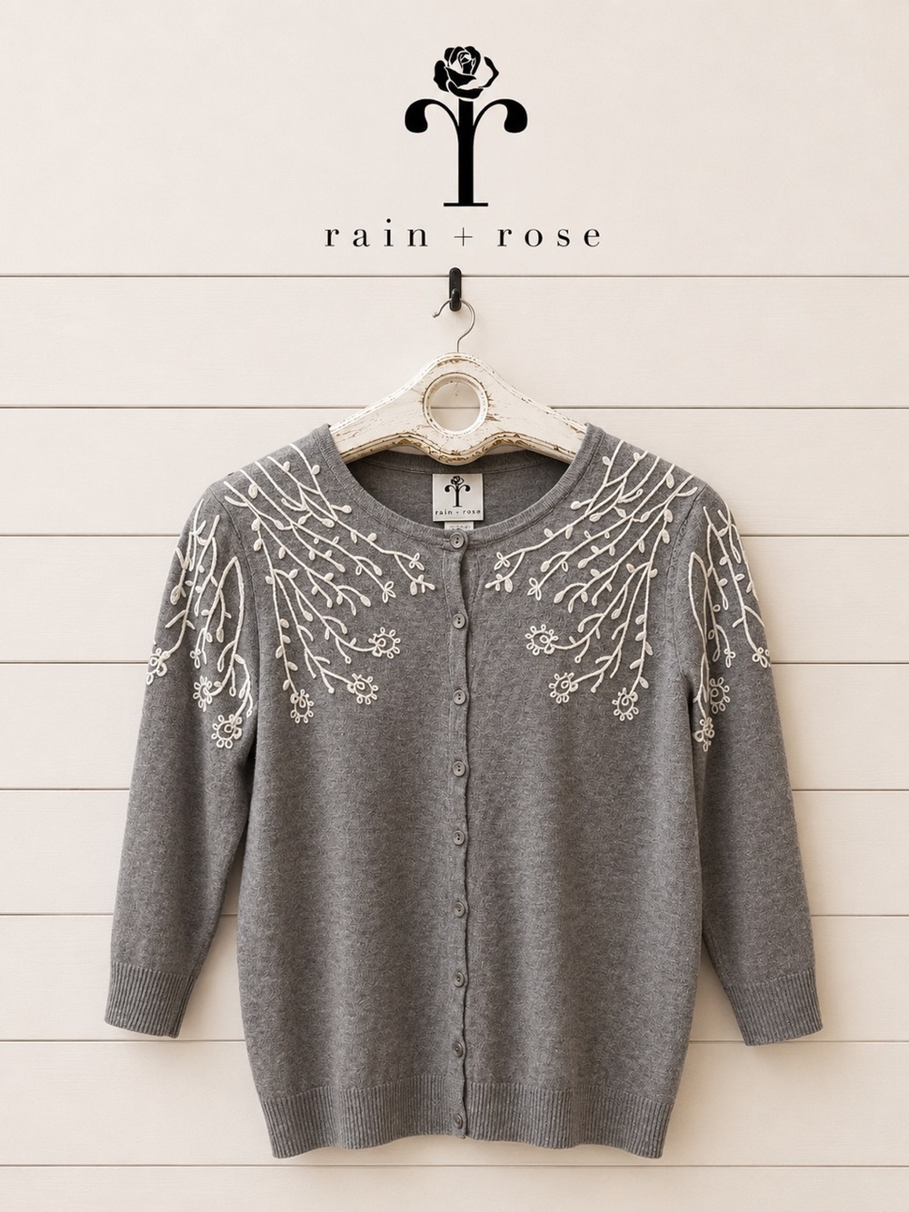 RAIN & ROSE Embroidered Cardigan - Size S